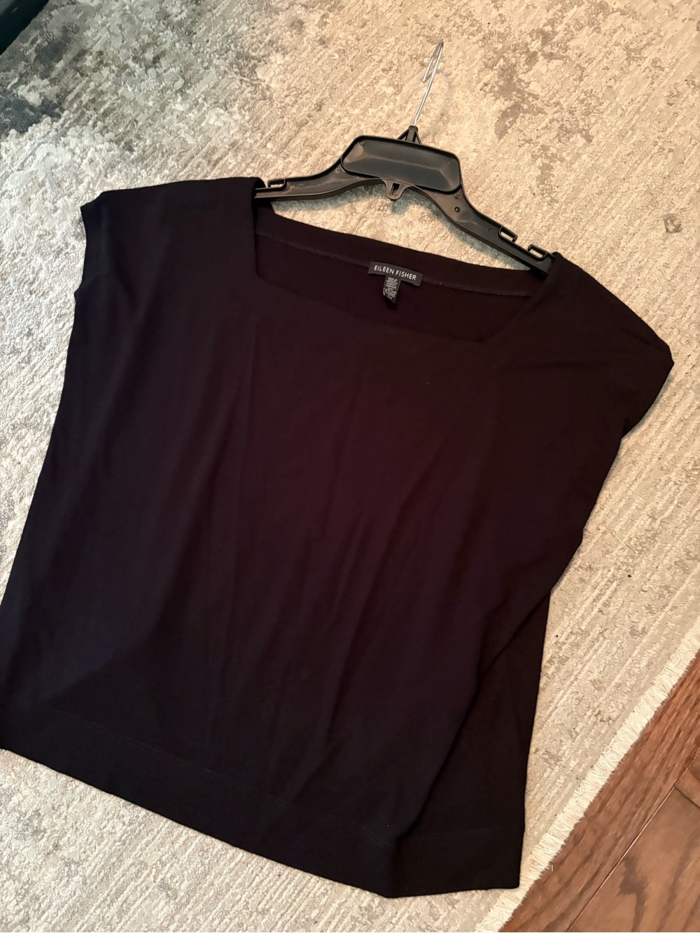 Eileen Fisher Black Cap-Sleeve Knit Tank